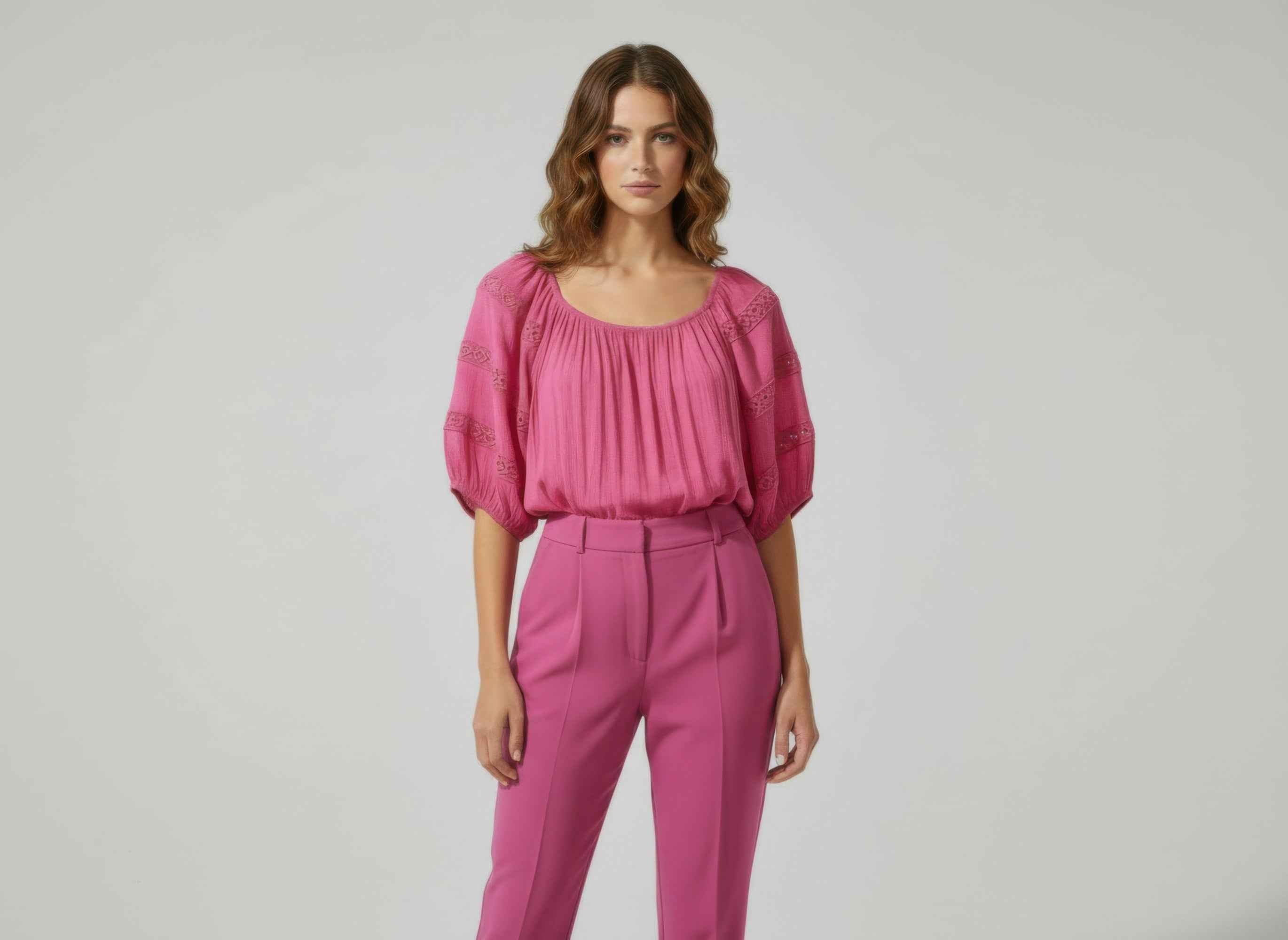 Unique Spectrum Solid Short Sleeve Blouse Unique Spectrum Solid Short Sleeve Blouse