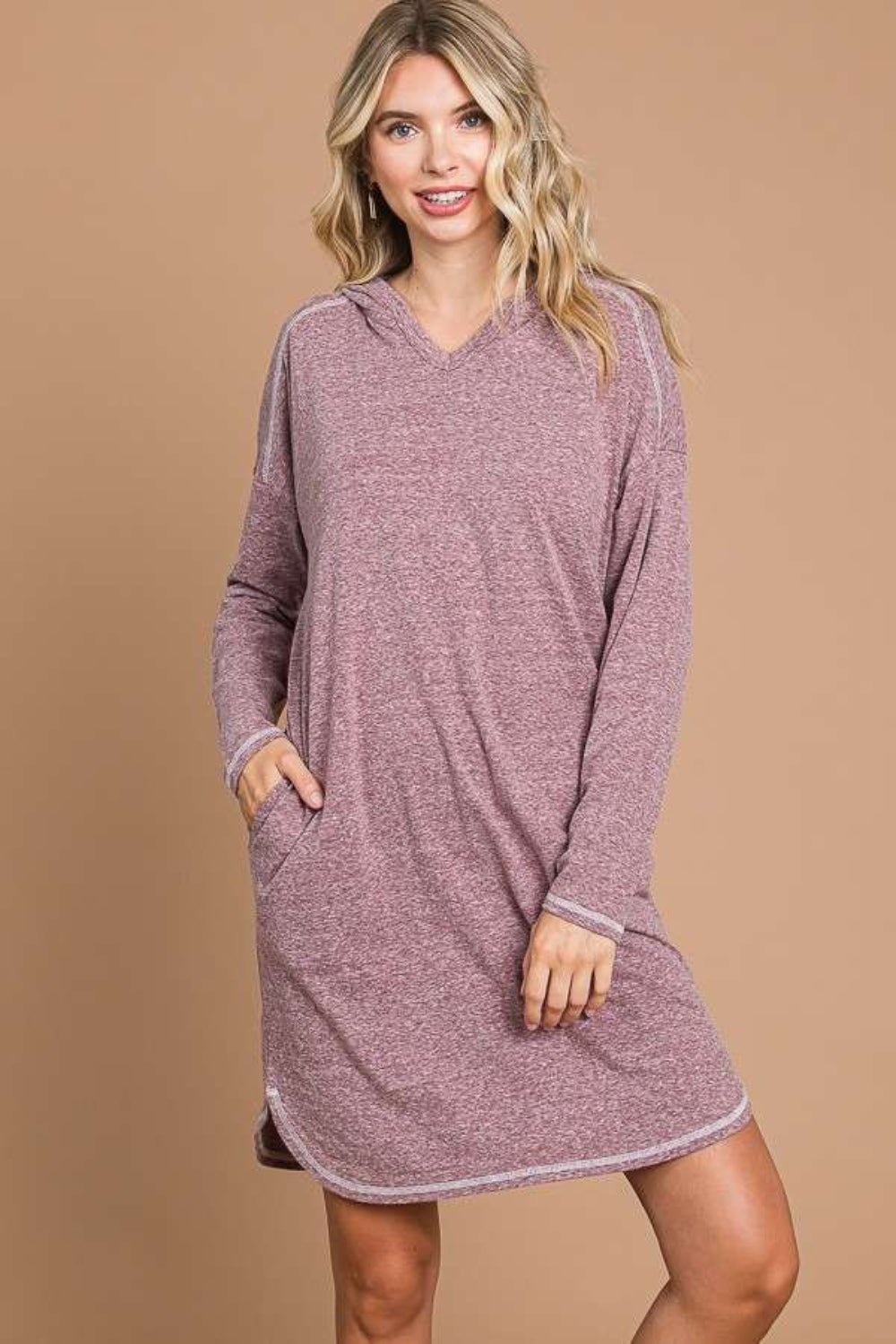 Culture Code Full Size Hooded Long Sleeve Sweater Dress Culture Code Full Size Hooded Long Sleeve Sweater Dress - TopFashionHQ