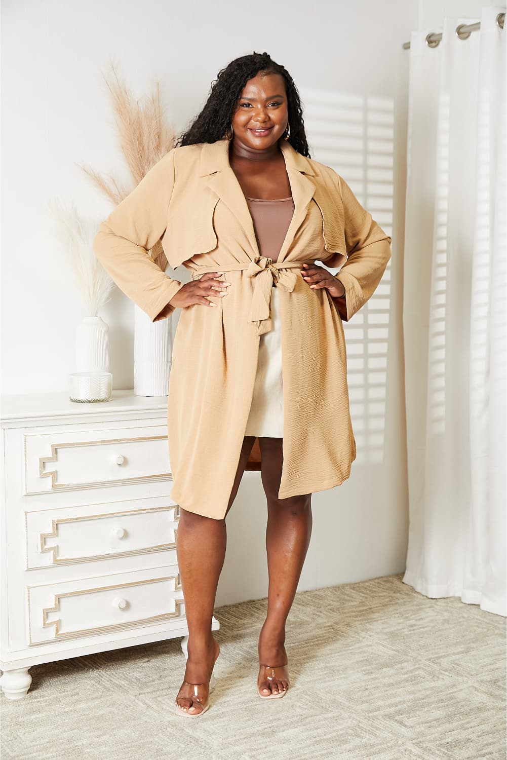 Culture Code Full Size Tied Trench Coat with Pockets Culture Code Full Size Tied Trench Coat with Pockets - TopFashionHQ