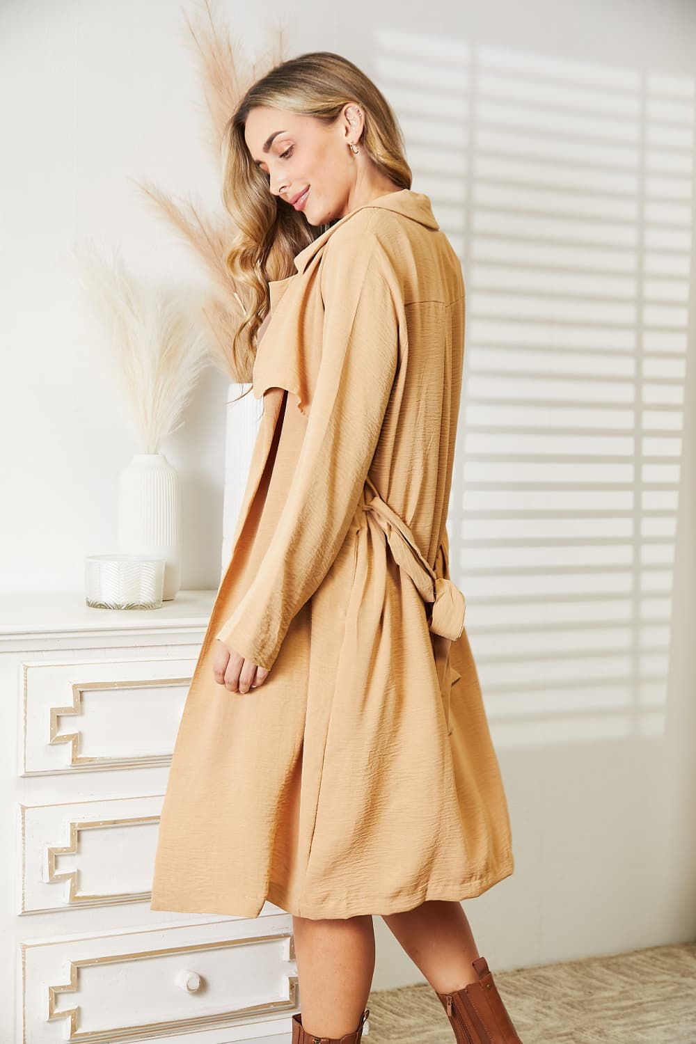 Culture Code Full Size Tied Trench Coat with Pockets Culture Code Full Size Tied Trench Coat with Pockets - TopFashionHQ