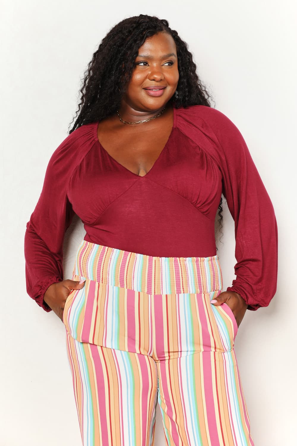 Culture Code  Full Size V-Neck Bodysuit Culture Code  Full Size V-Neck Bodysuit - TopFashionHQ