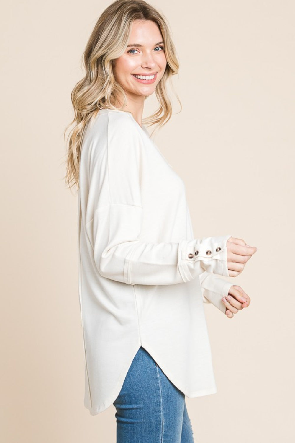 Culture Code Full Size V-Neck Dropped Shoulder Blouse Culture Code Full Size V-Neck Dropped Shoulder Blouse - TopFashionHQ