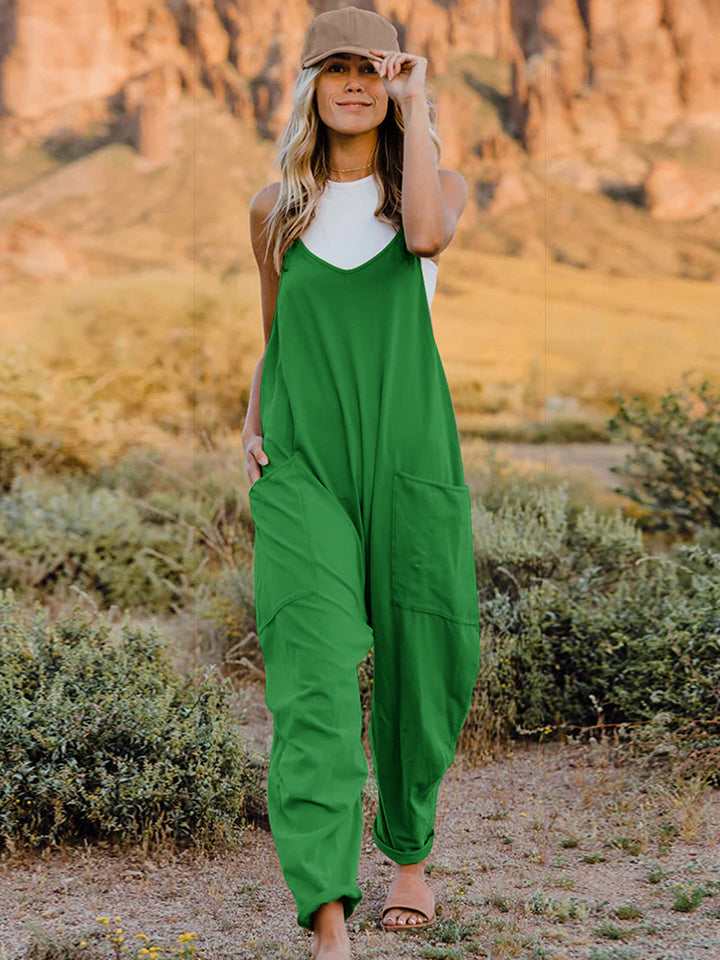 Double Take Full Size Sleeveless V-Neck Pocketed Jumpsuit Double Take Full Size Sleeveless V-Neck Pocketed Jumpsuit - TopFashionHQ