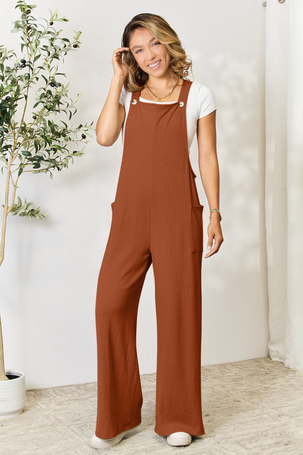Double Take Full Size Wide Strap Overall with Pockets Double Take Full Size Wide Strap Overall with Pockets - TopFashionHQ