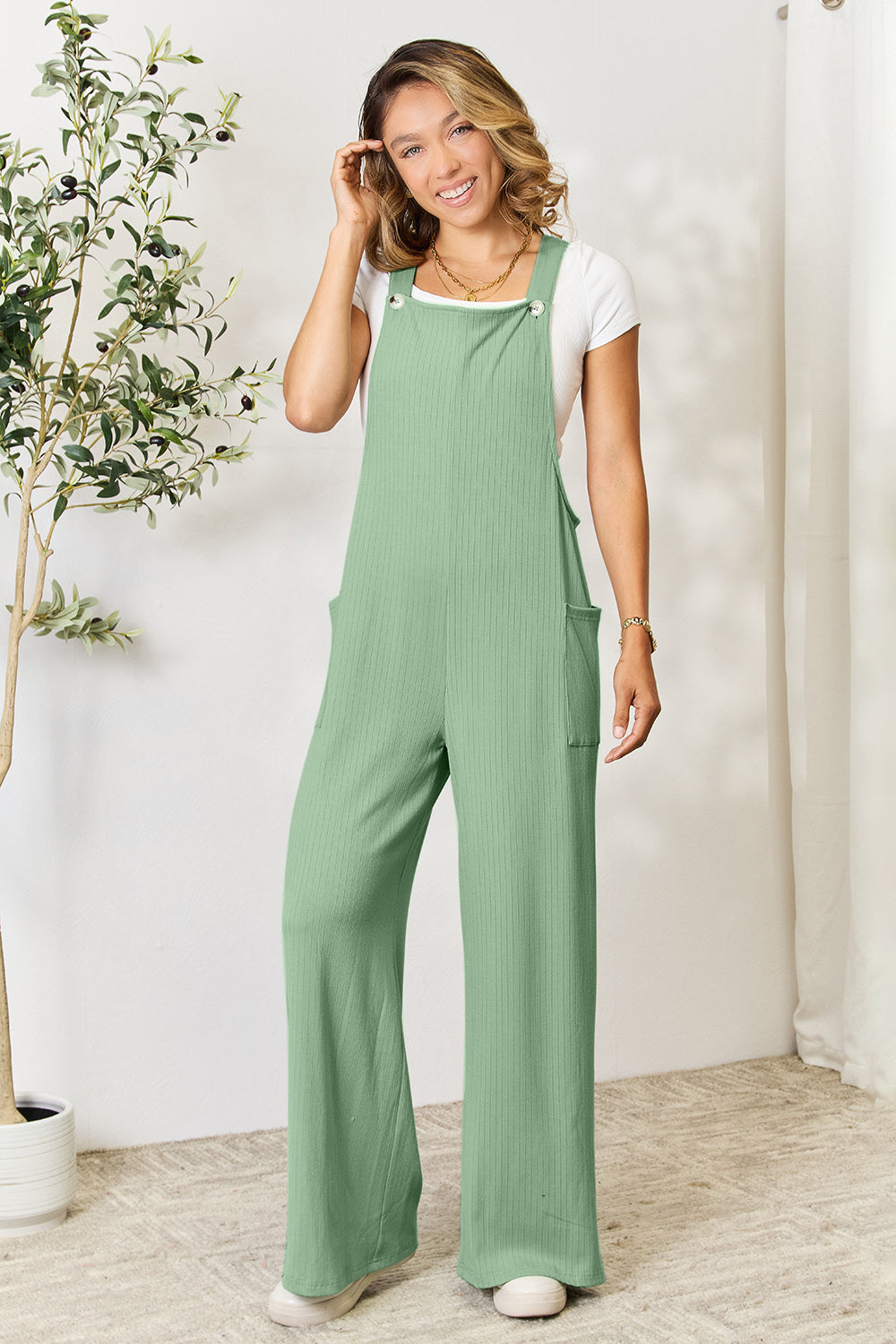 Double Take Full Size Wide Strap Overall with Pockets Double Take Full Size Wide Strap Overall with Pockets - TopFashionHQ