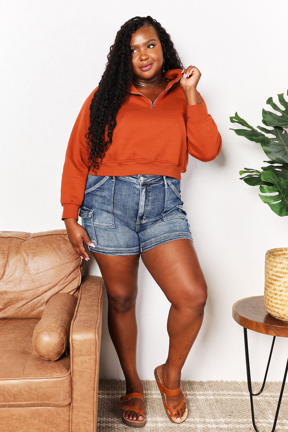 Double Take Half-Zip Long Sleeve Hoodie Double Take Half-Zip Long Sleeve Hoodie - TopFashionHQ