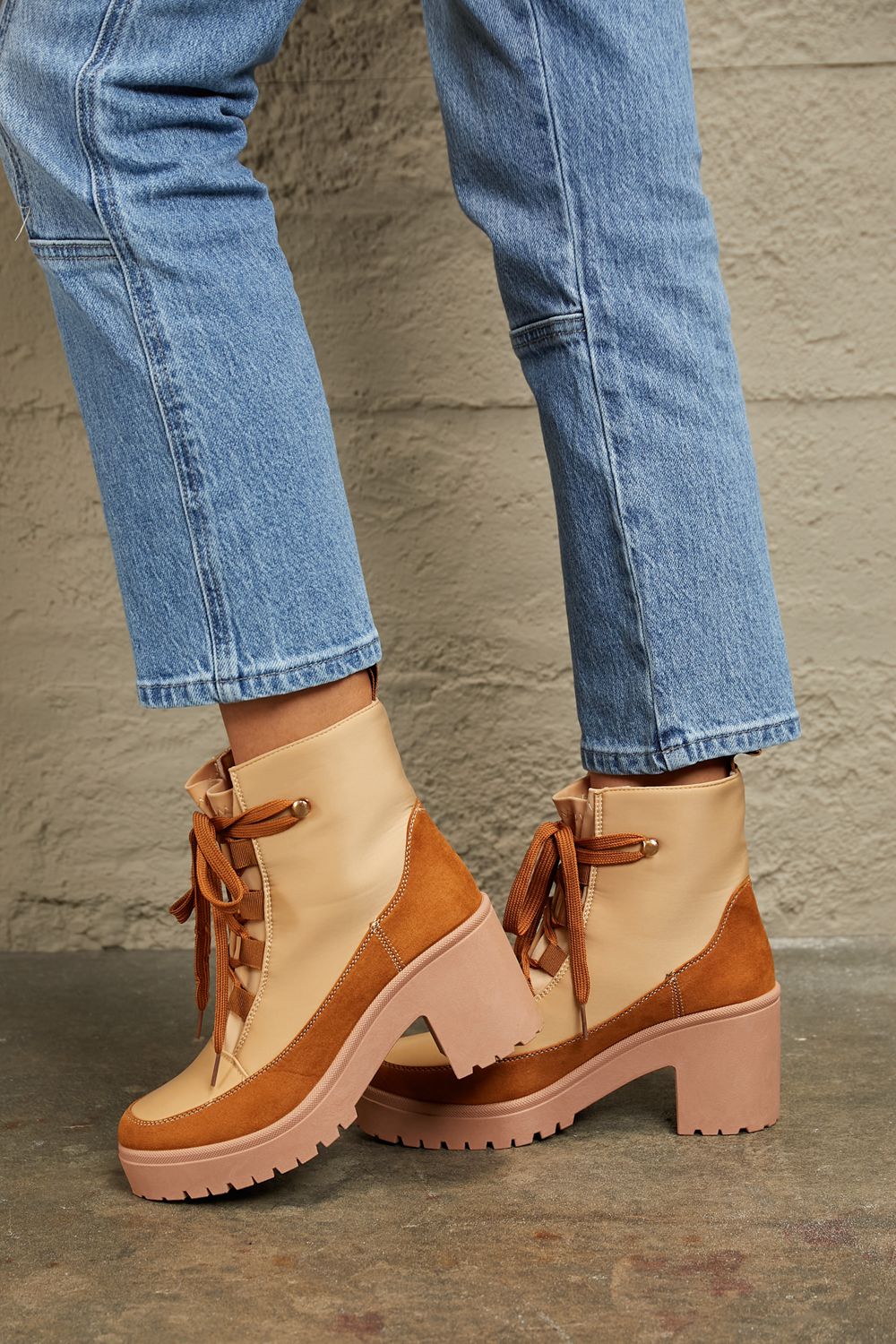 East Lion Corp Lace Up Lug Booties East Lion Corp Lace Up Lug Booties - TopFashionHQ