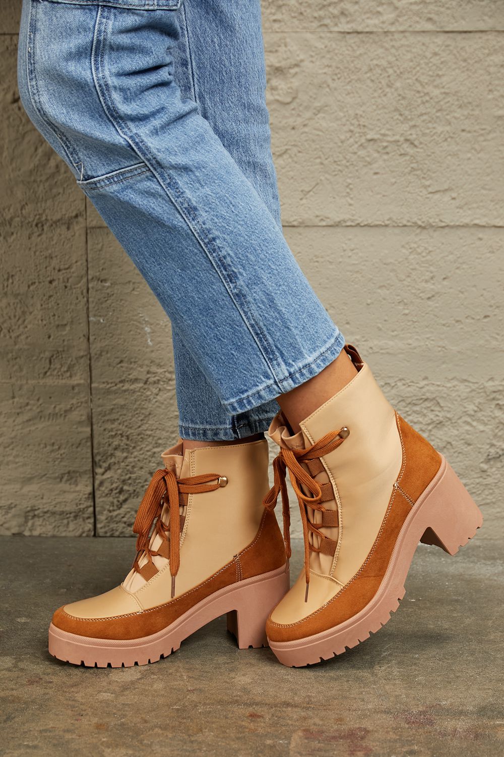 East Lion Corp Lace Up Lug Booties East Lion Corp Lace Up Lug Booties - TopFashionHQ