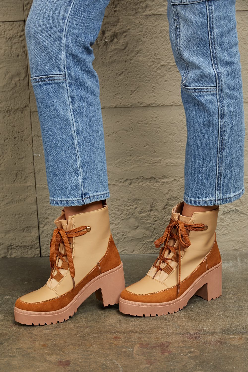 East Lion Corp Lace Up Lug Booties East Lion Corp Lace Up Lug Booties - TopFashionHQ