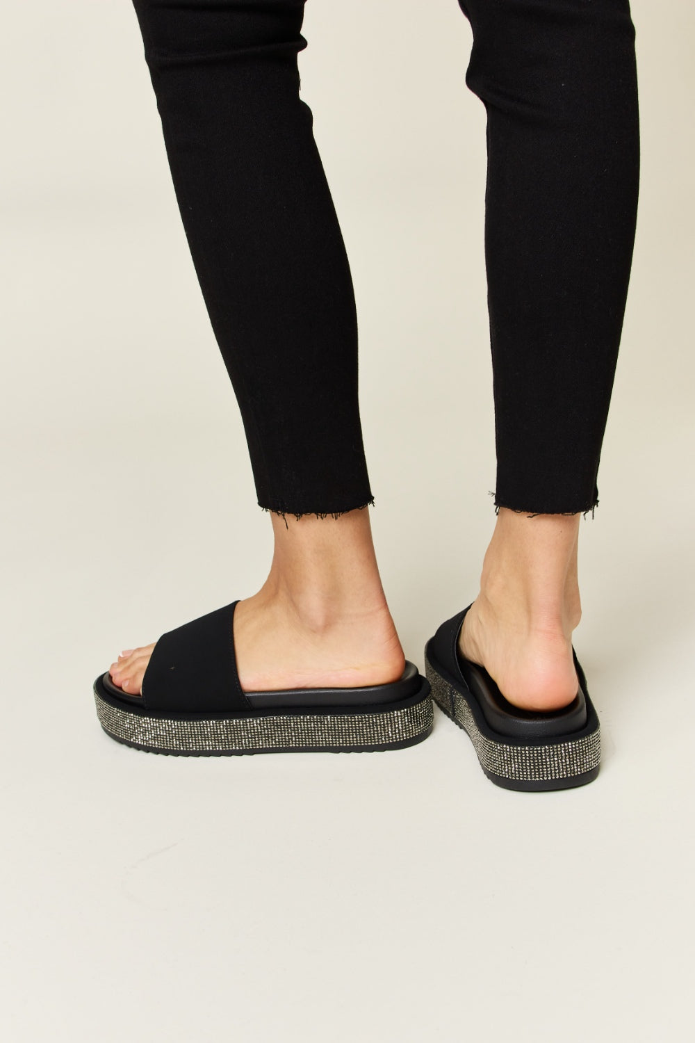 Forever Link Open Toe Rhinestone Platform Sandals Forever Link Open Toe Rhinestone Platform Sandals - TopFashionHQ