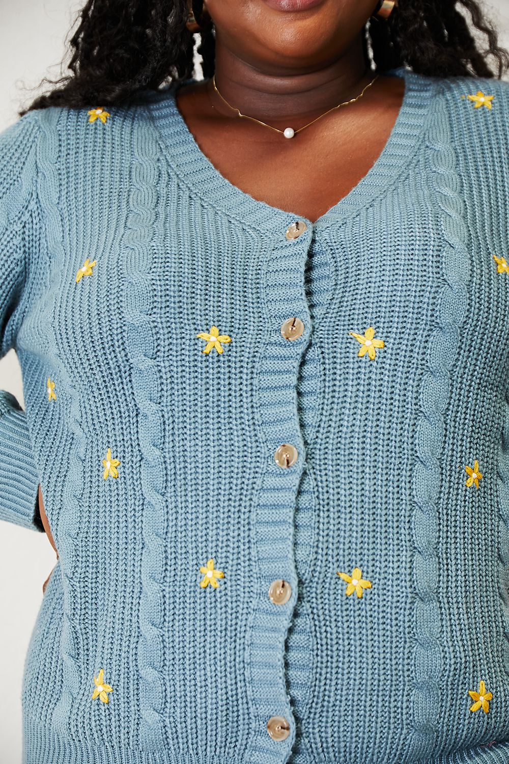 HEYSON Full Size Floral Embroidered Cable Cardigan HEYSON Full Size Floral Embroidered Cable Cardigan - TopFashionHQ