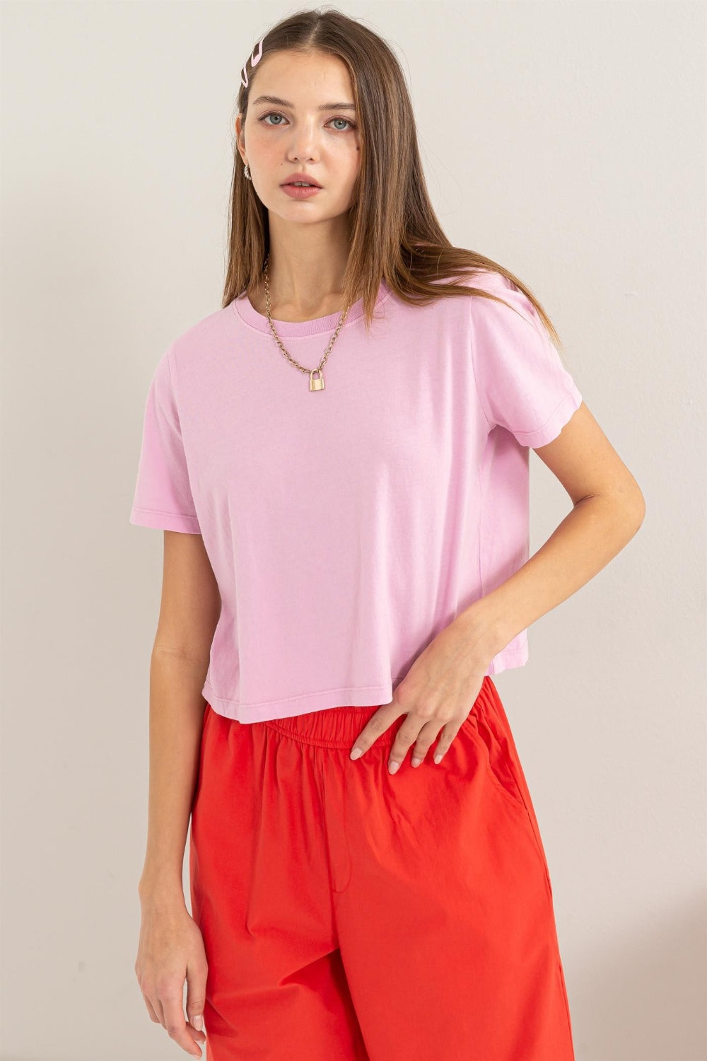 HYFVE Round Neck Cropped T-Shirt HYFVE Round Neck Cropped T-Shirt - TopFashionHQ
