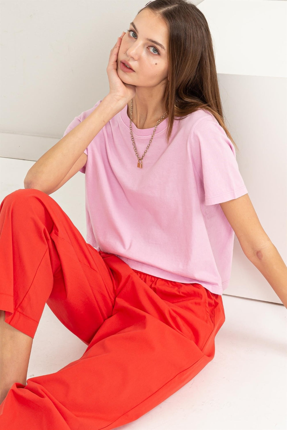 HYFVE Round Neck Cropped T-Shirt HYFVE Round Neck Cropped T-Shirt - TopFashionHQ