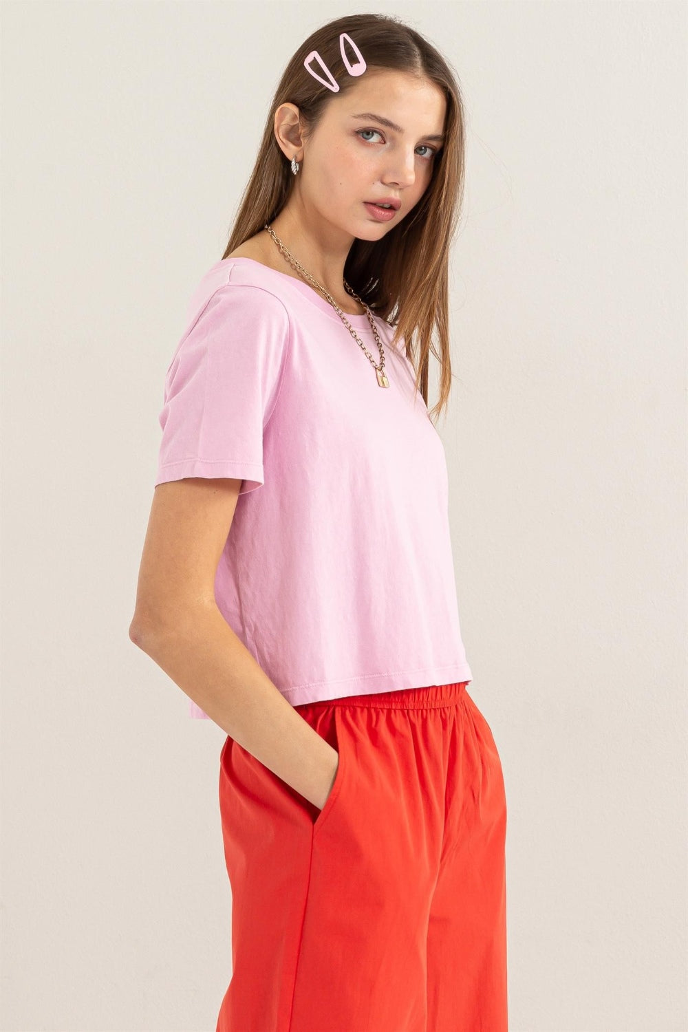 HYFVE Round Neck Cropped T-Shirt HYFVE Round Neck Cropped T-Shirt - TopFashionHQ
