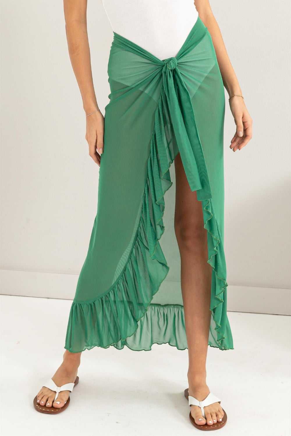 HYFVE Ruffle Trim Cover Up Sarong Skirt HYFVE Ruffle Trim Cover Up Sarong Skirt - TopFashionHQ