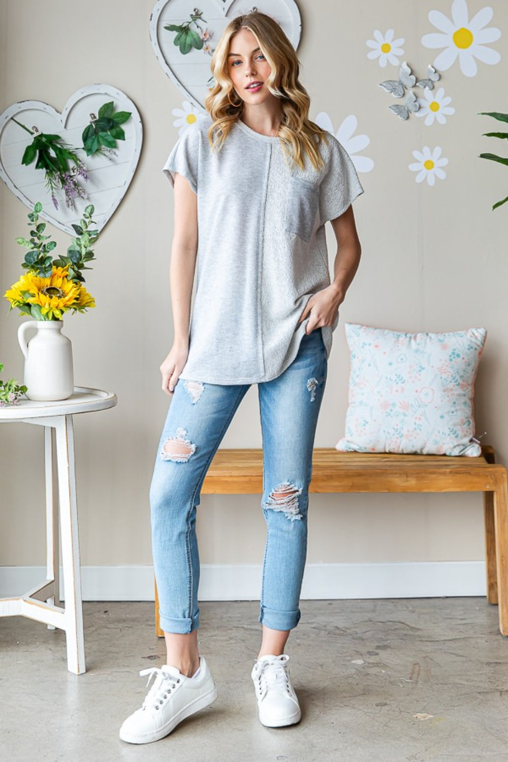 Heimish Full Size Pocketed Round Neck Short Sleeve T-Shirt Heimish Full Size Pocketed Round Neck Short Sleeve T-Shirt - TopFashionHQ