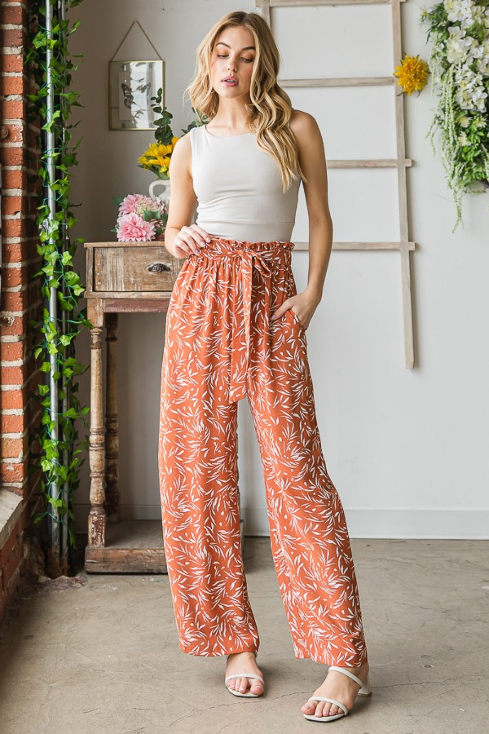 Heimish Full Size Printed Tied Straight Casual Pants Heimish Full Size Printed Tied Straight Casual Pants - TopFashionHQ
