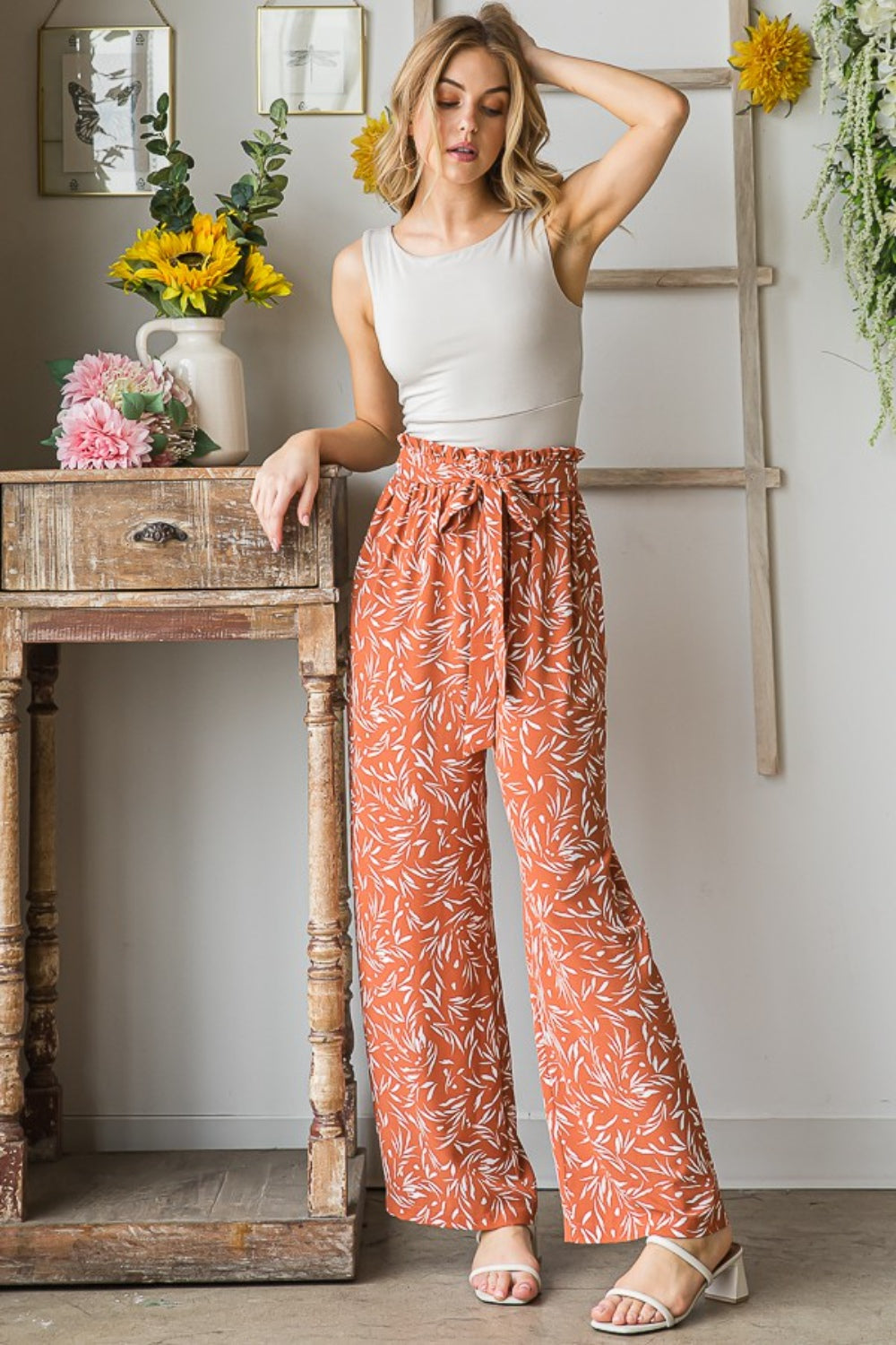 Heimish Full Size Printed Tied Straight Casual Pants Heimish Full Size Printed Tied Straight Casual Pants - TopFashionHQ
