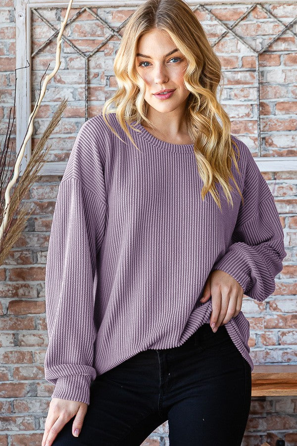 Heimish Full Size Round Neck Dropped Shoulder Blouse Heimish Full Size Round Neck Dropped Shoulder Blouse - TopFashionHQ