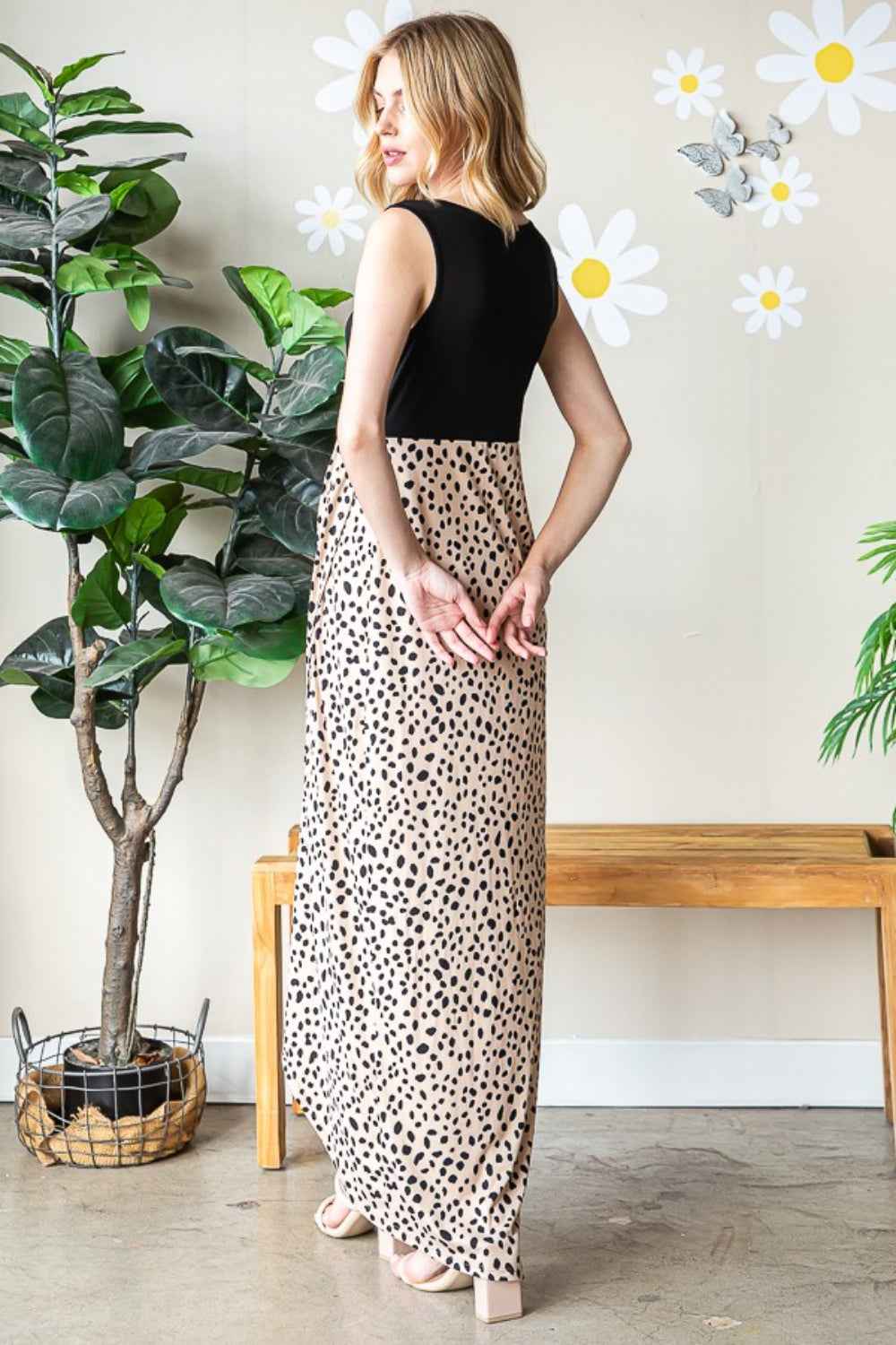 Heimish Full Size Slit Animal Print V-Neck Wide Strap Dress Heimish Full Size Slit Animal Print V-Neck Wide Strap Dress