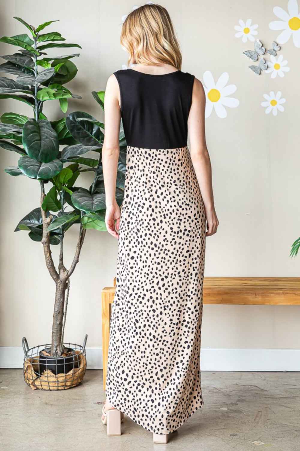Heimish Full Size Slit Animal Print V-Neck Wide Strap Dress Heimish Full Size Slit Animal Print V-Neck Wide Strap Dress