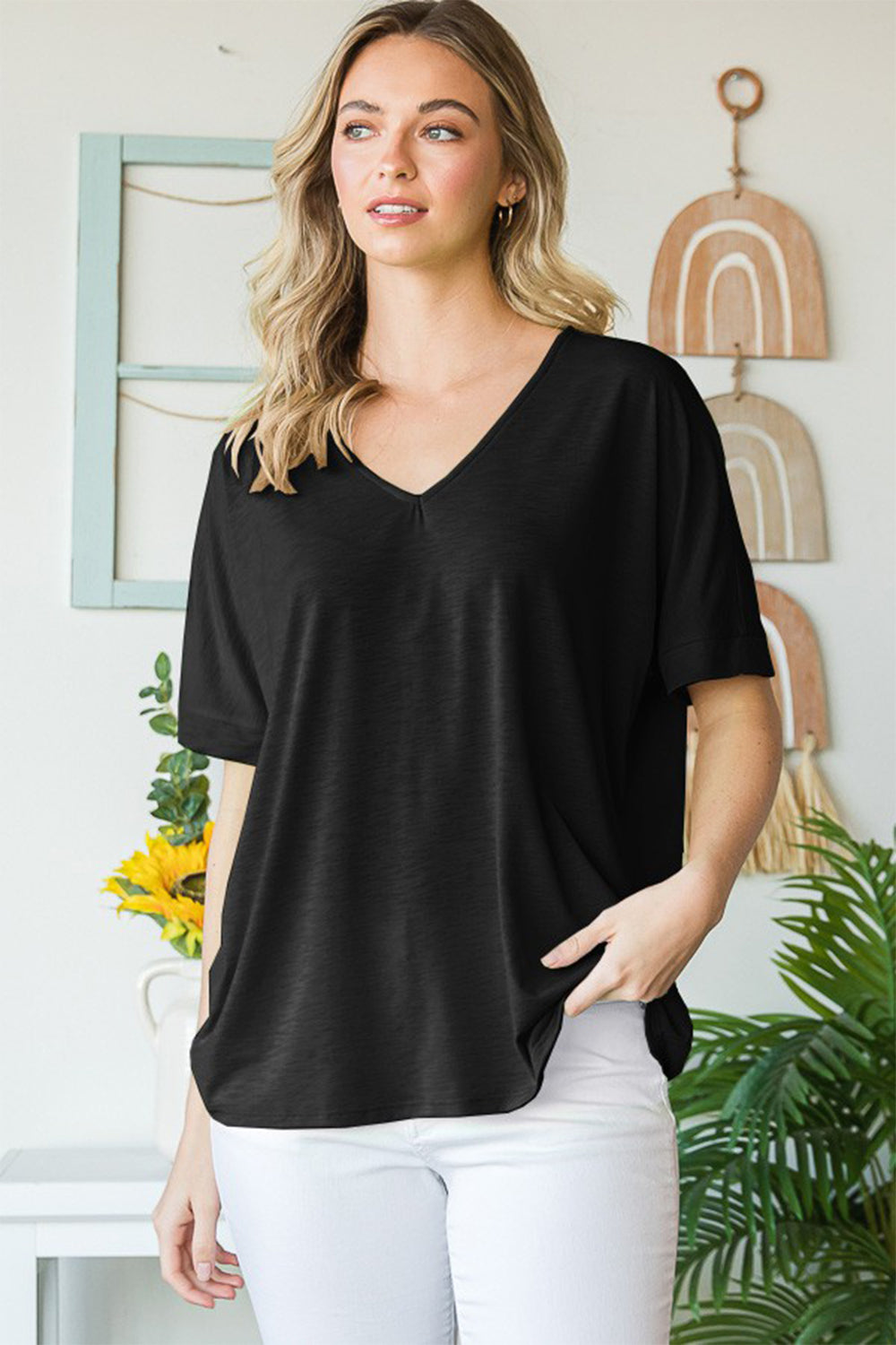 Heimish Full Size V-Neck Short Sleeve T-Shirt Heimish Full Size V-Neck Short Sleeve T-Shirt - TopFashionHQ