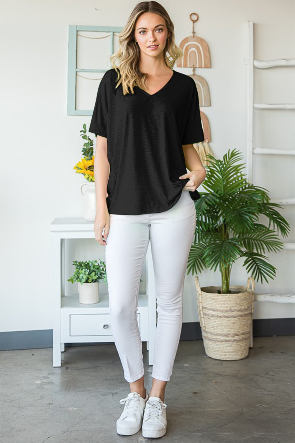 Heimish Full Size V-Neck Short Sleeve T-Shirt Heimish Full Size V-Neck Short Sleeve T-Shirt - TopFashionHQ