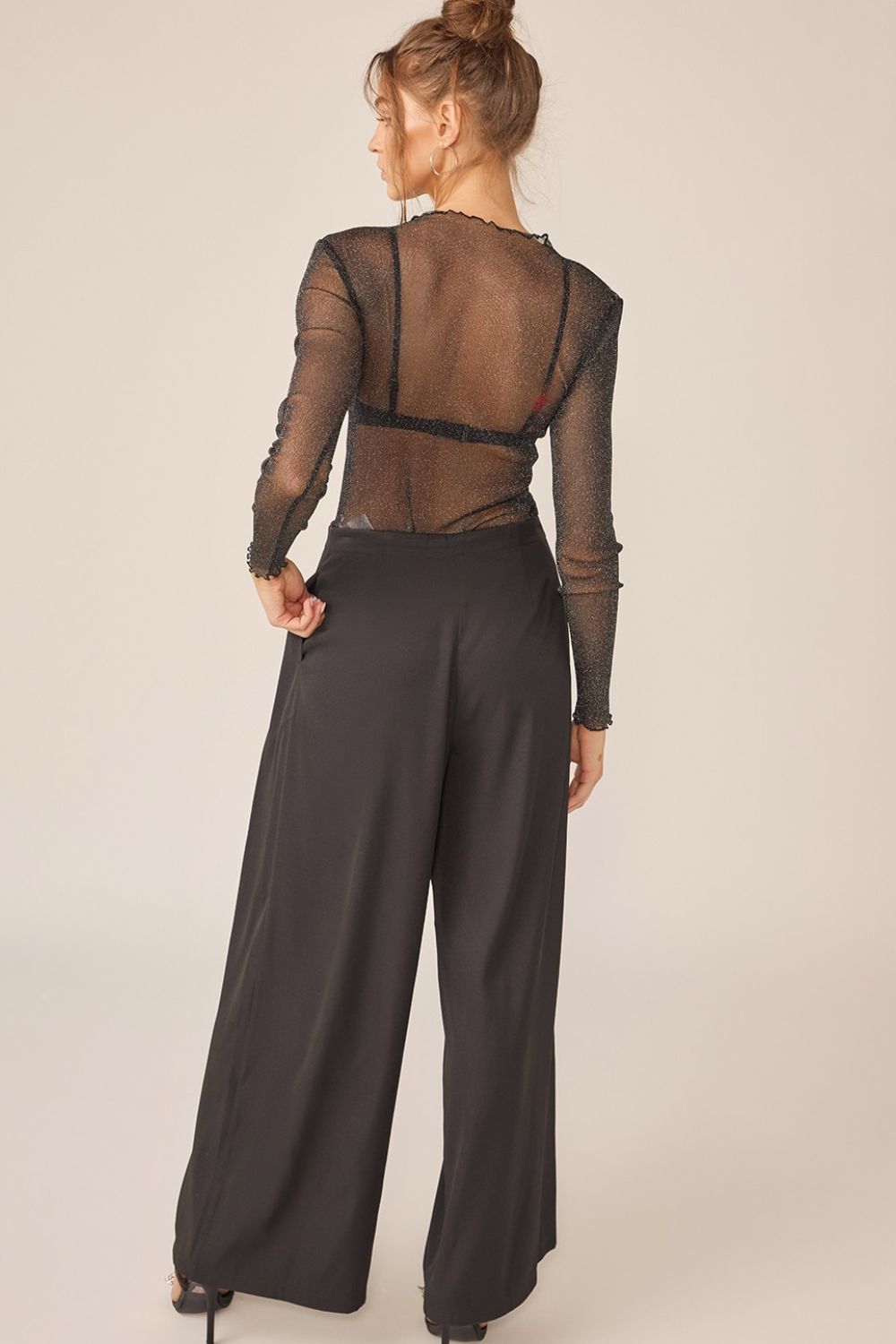 Idem Ditto Sparkling Glitter Long Sleeve Sheer Top Idem Ditto Sparkling Glitter Long Sleeve Sheer Top - TopFashionHQ