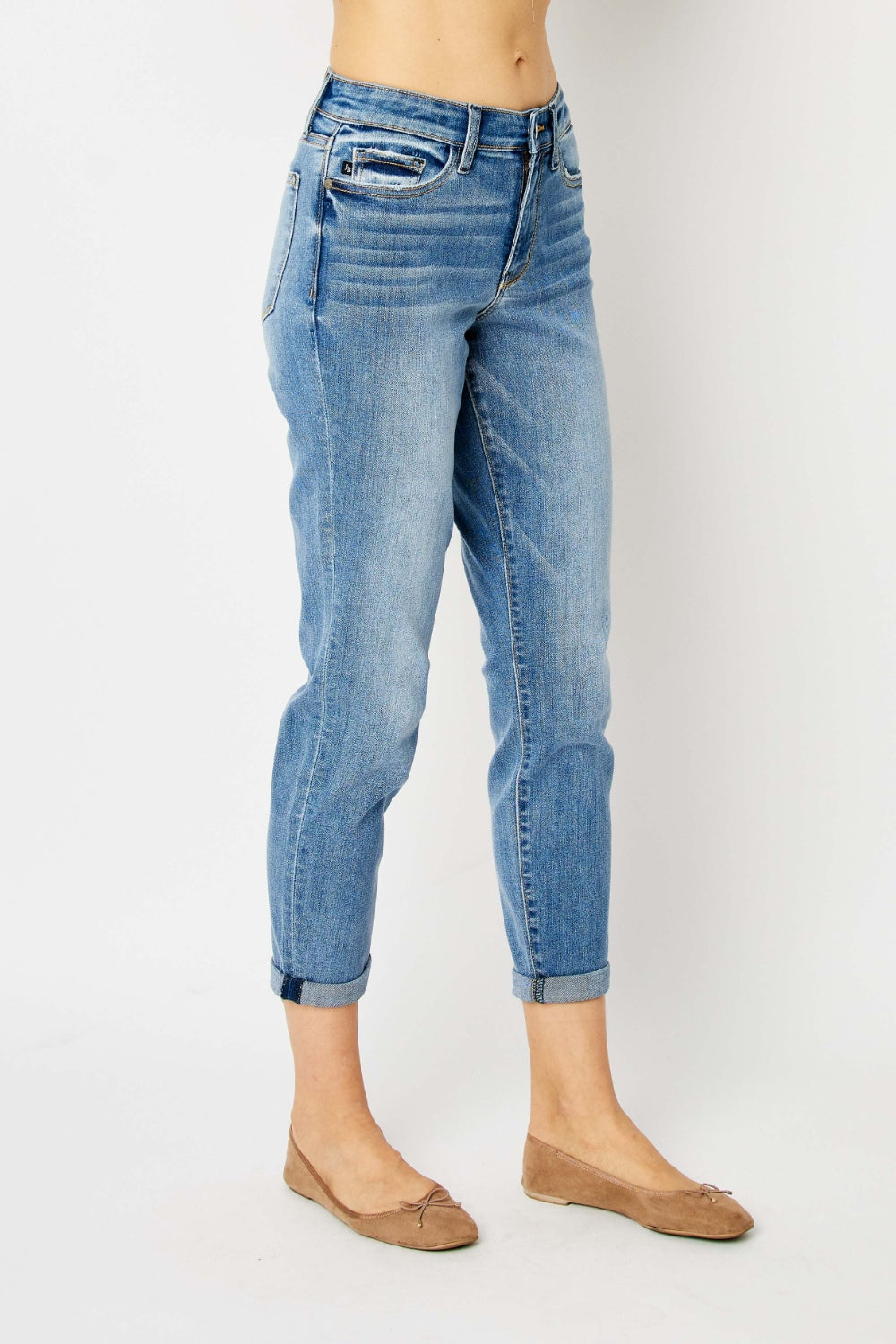 Judy Blue Full Size Cuffed Hem Slim Jeans Judy Blue Full Size Cuffed Hem Slim Jeans - TopFashionHQ