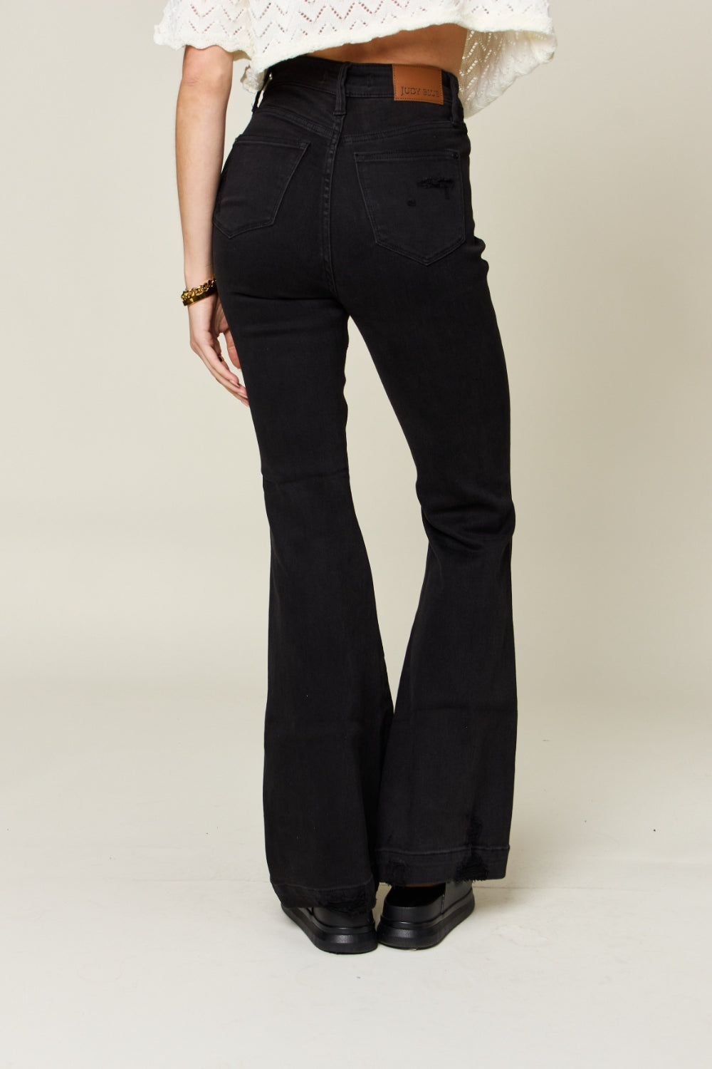 Judy Blue Full Size High Waist Distressed Flare Jeans Judy Blue Full Size High Waist Distressed Flare Jeans - TopFashionHQ