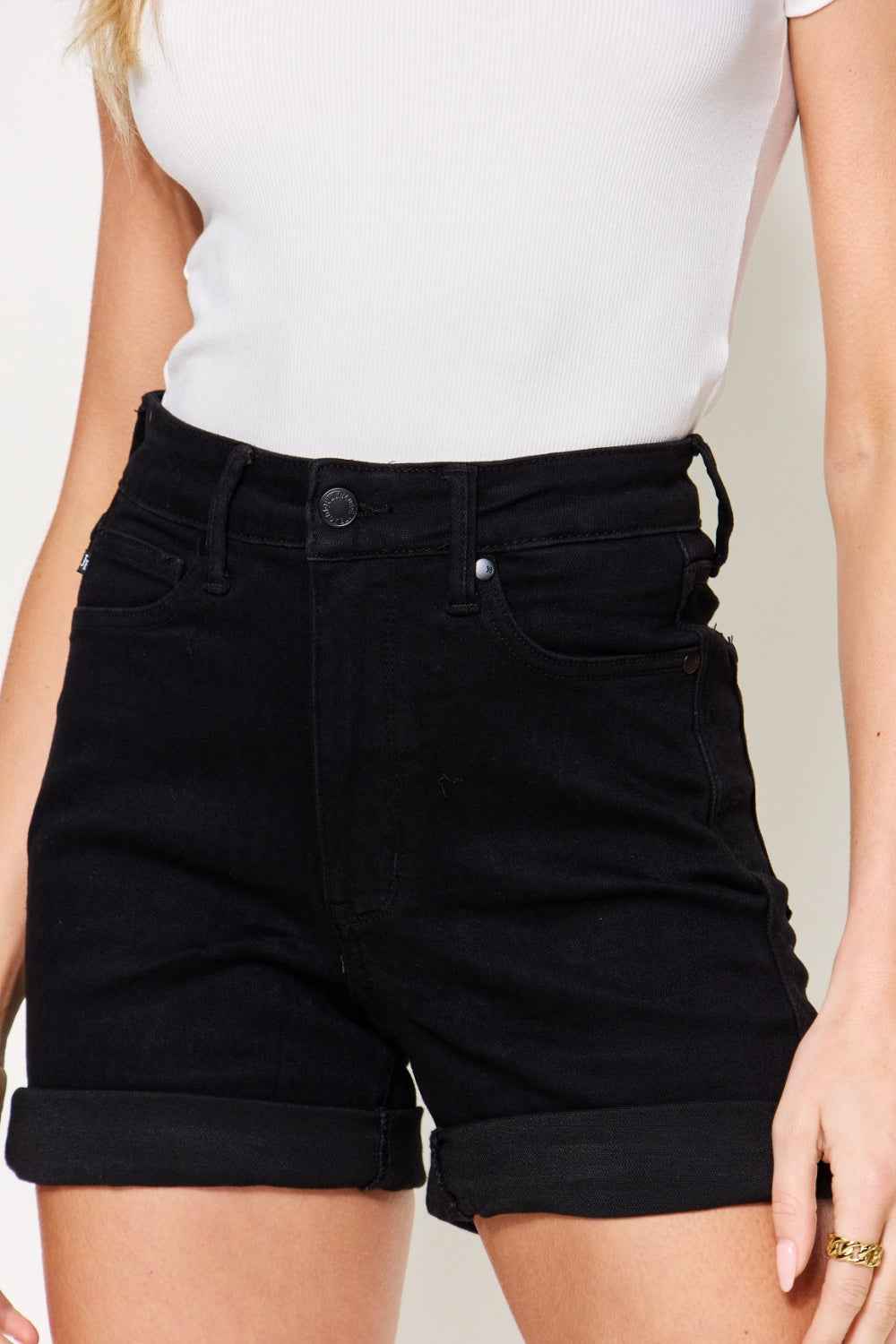 Judy Blue Full Size High Waist Tummy Control Cuffed Denim Shorts Judy Blue Full Size High Waist Tummy Control Cuffed Denim Shorts