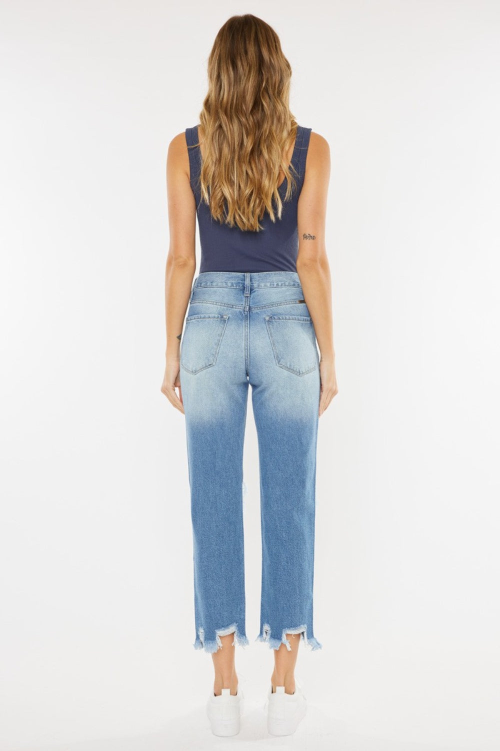 Kancan High Waist Chewed Up Straight Mom Jeans Kancan High Waist Chewed Up Straight Mom Jeans - TopFashionHQ