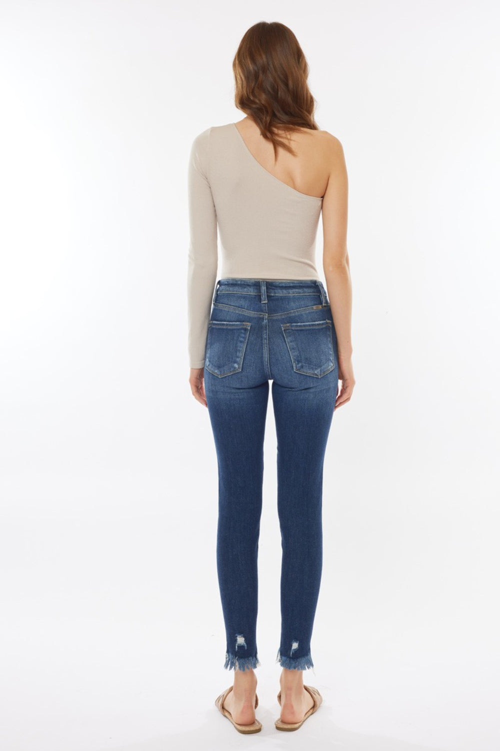 Kancan Raw Hem High Waist Cropped Jeans Kancan Raw Hem High Waist Cropped Jeans - TopFashionHQ