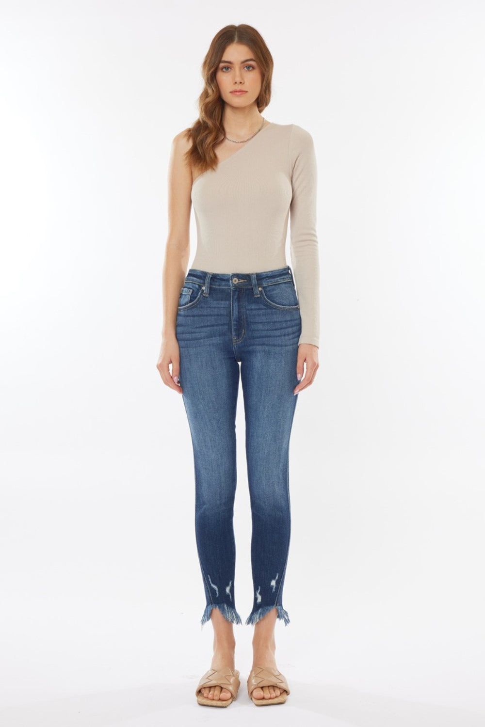 Kancan Raw Hem High Waist Cropped Jeans Kancan Raw Hem High Waist Cropped Jeans - TopFashionHQ