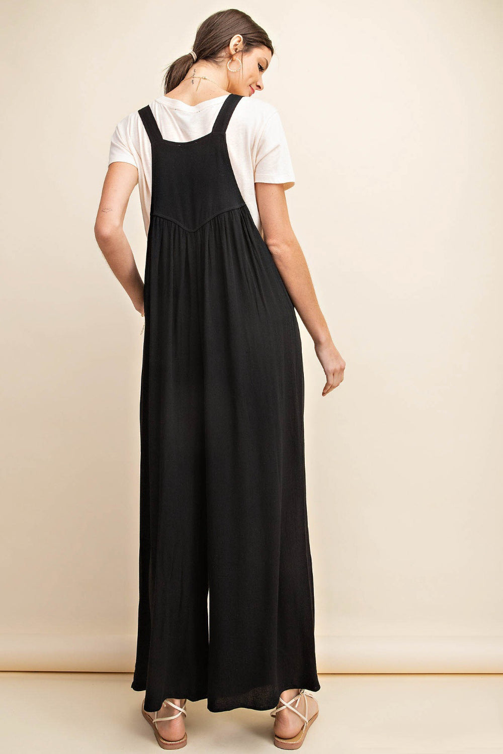 Kori America Full Size Sleeveless Ruched Wide Leg Overalls Kori America Full Size Sleeveless Ruched Wide Leg Overalls - TopFashionHQ