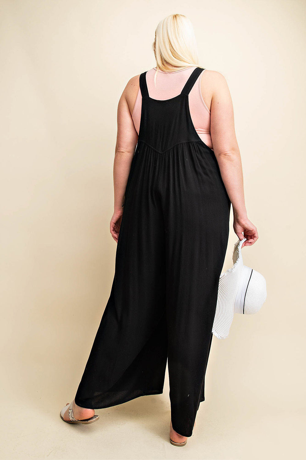 Kori America Full Size Sleeveless Ruched Wide Leg Overalls Kori America Full Size Sleeveless Ruched Wide Leg Overalls - TopFashionHQ