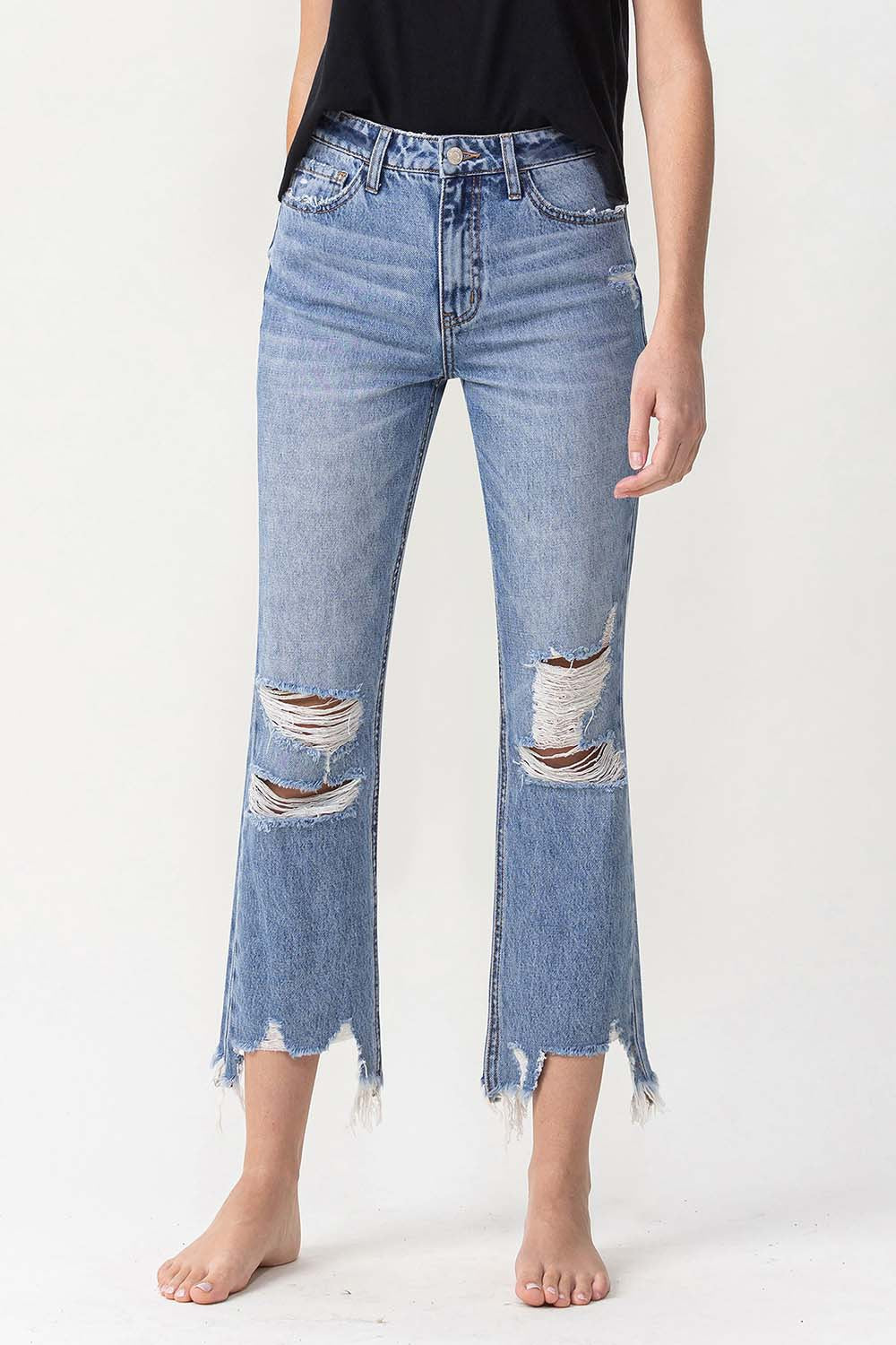 Lovervet High Rise Distressed Straight Jeans Lovervet High Rise Distressed Straight Jeans - TopFashionHQ