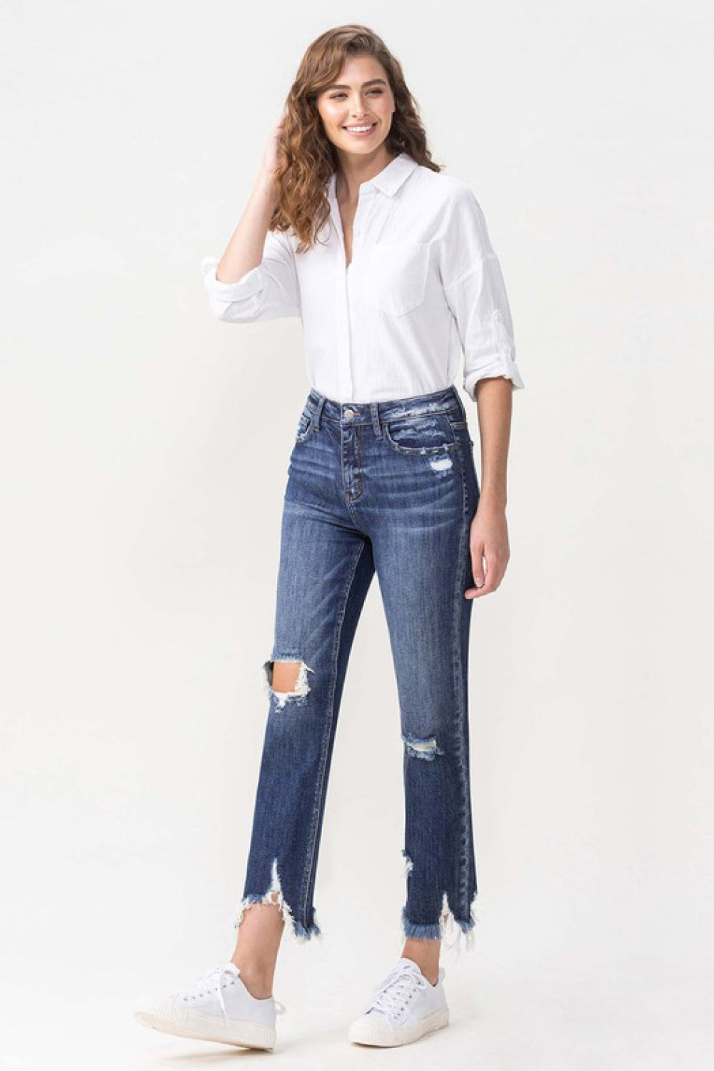 Lovervet Jackie Full Size High Rise Crop Straight Leg Jeans Lovervet Jackie Full Size High Rise Crop Straight Leg Jeans - TopFashionHQ