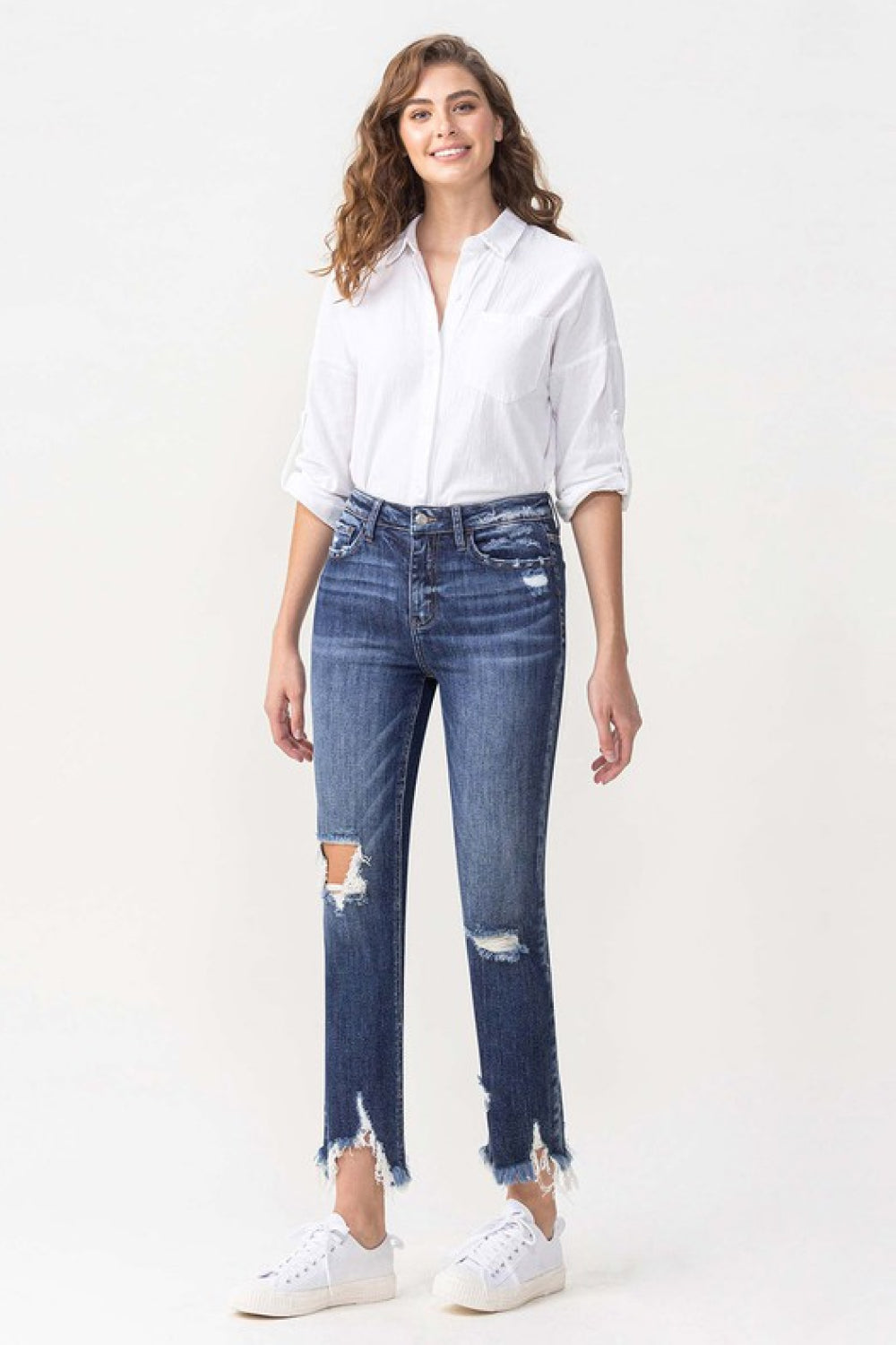 Lovervet Jackie Full Size High Rise Crop Straight Leg Jeans Lovervet Jackie Full Size High Rise Crop Straight Leg Jeans - TopFashionHQ
