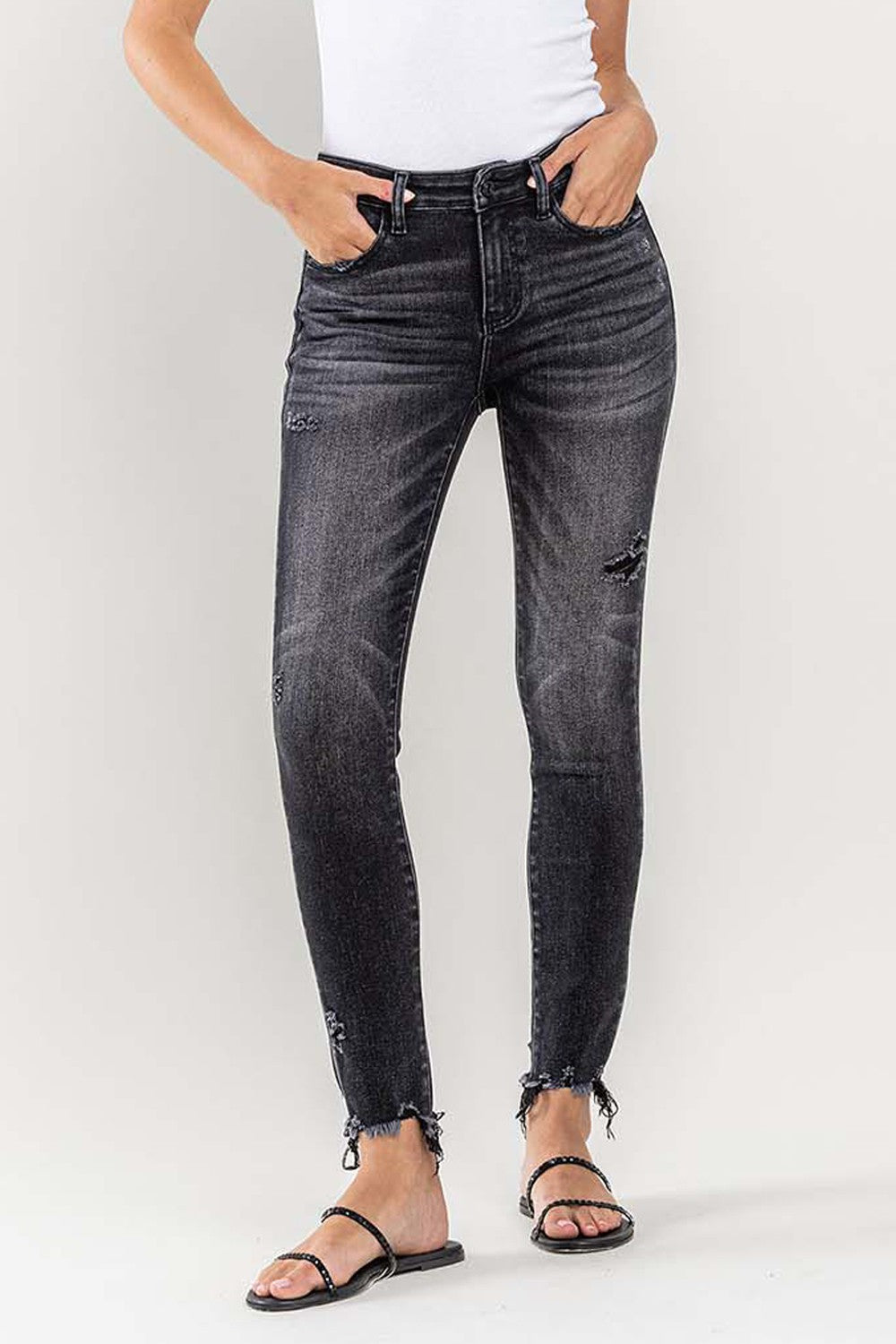 Lovervet Raw Hem Cropped Skinny Jeans Lovervet Raw Hem Cropped Skinny Jeans - TopFashionHQ