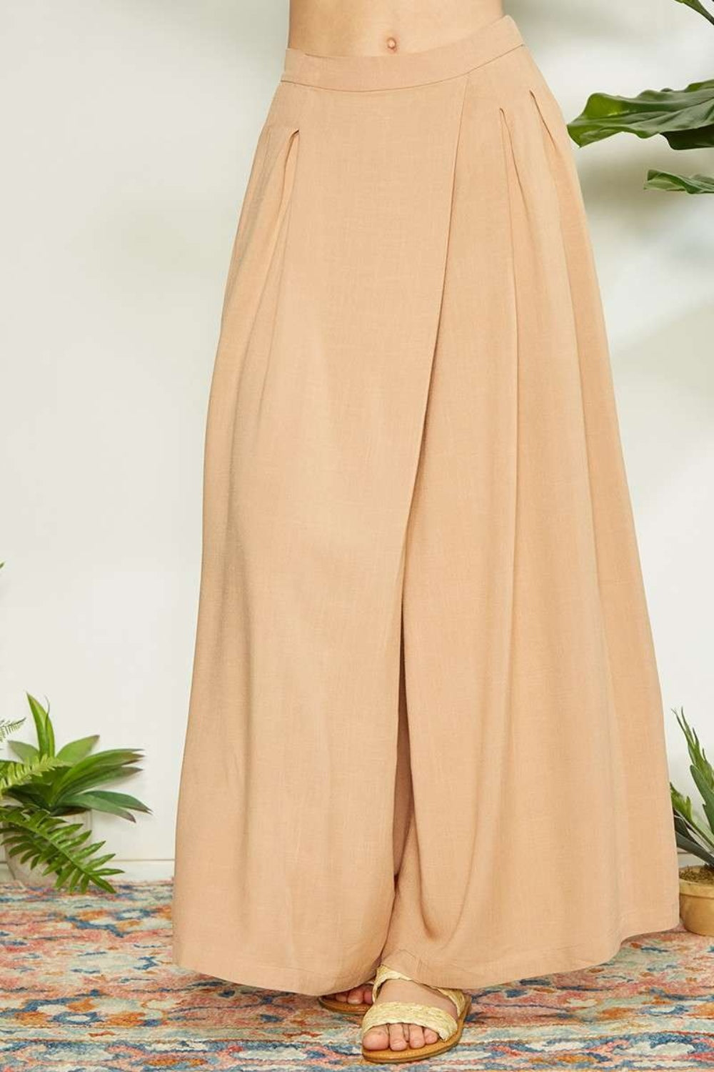 Mittoshop Wrap Pleating Detail Wide Leg Pants Mittoshop Wrap Pleating Detail Wide Leg Pants - TopFashionHQ