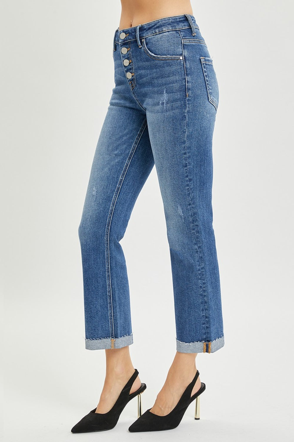 RISEN Full Size Button Fly Cropped Bootcut Jeans RISEN Full Size Button Fly Cropped Bootcut Jeans - TopFashionHQ