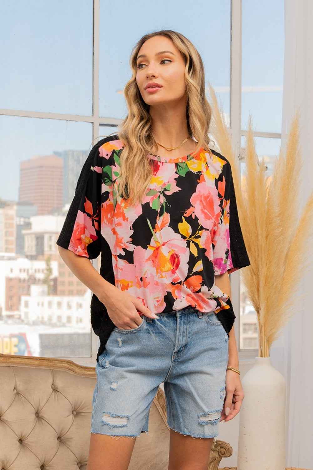 Sew In Love Full Size Floral Round Neck Short Sleeve T-Shirt Sew In Love Full Size Floral Round Neck Short Sleeve T-Shirt