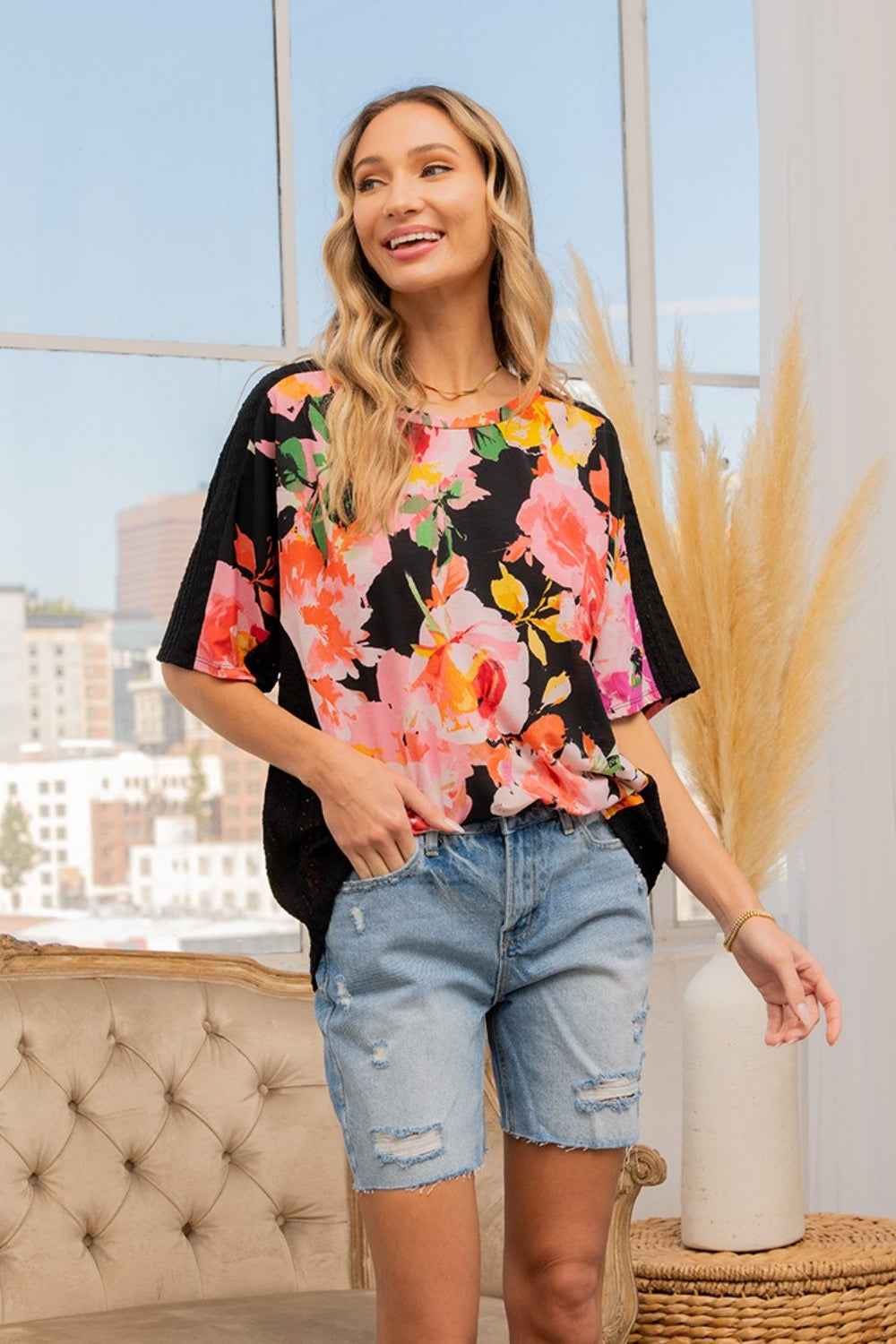 Sew In Love Full Size Floral Round Neck Short Sleeve T-Shirt Sew In Love Full Size Floral Round Neck Short Sleeve T-Shirt