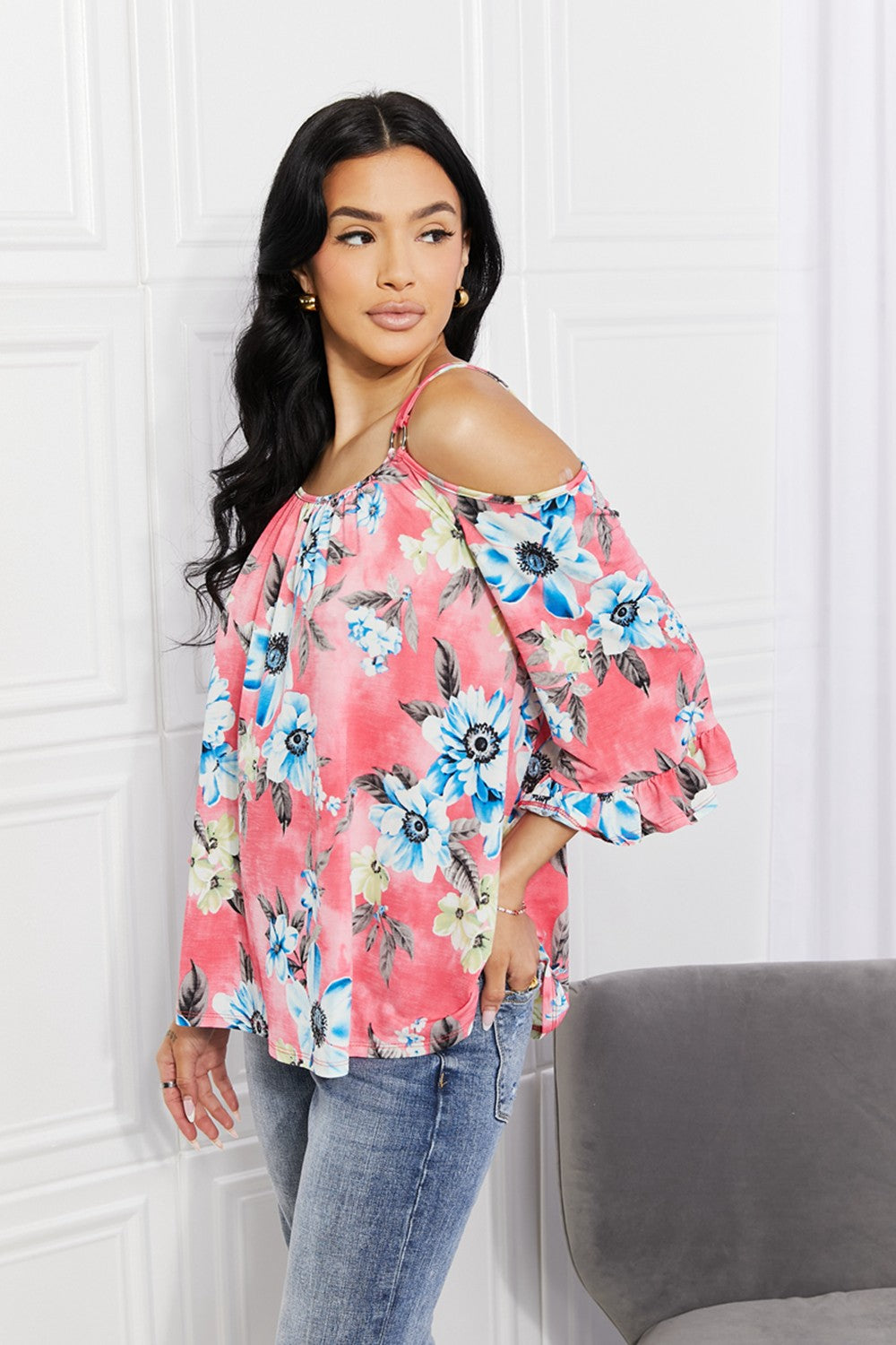 Sew In Love Full Size Fresh Take Floral Cold-Shoulder Top Sew In Love Full Size Fresh Take Floral Cold-Shoulder Top - TopFashionHQ