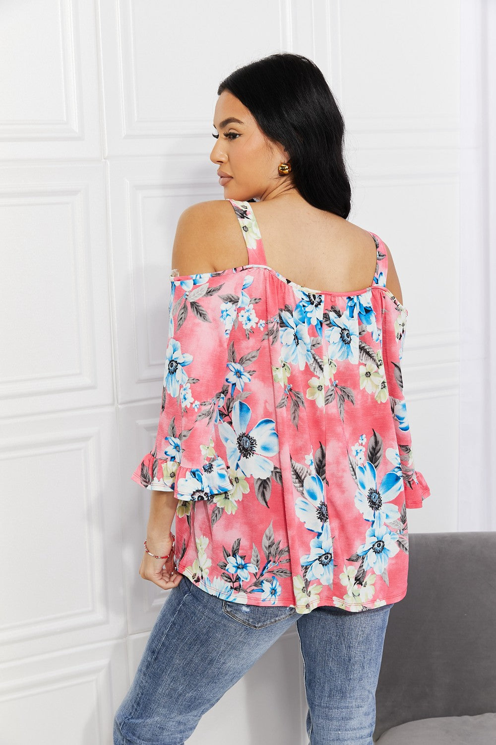 Sew In Love Full Size Fresh Take Floral Cold-Shoulder Top Sew In Love Full Size Fresh Take Floral Cold-Shoulder Top - TopFashionHQ