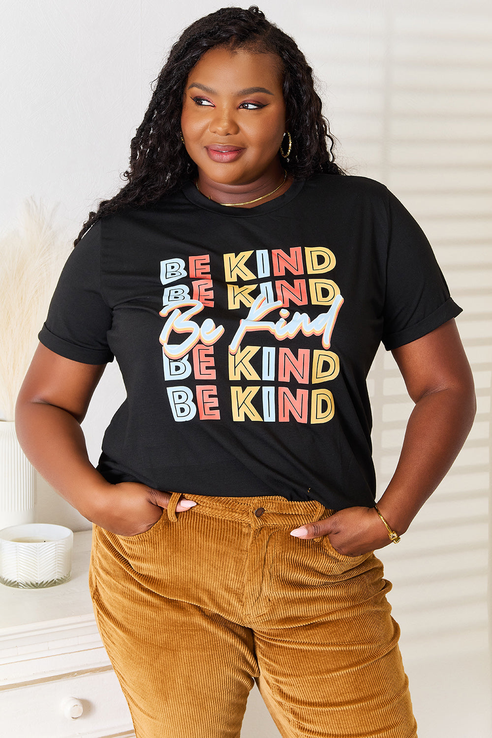 Simply Love BE KIND Graphic Round Neck T-Shirt Simply Love BE KIND Graphic Round Neck T-Shirt - TopFashionHQ