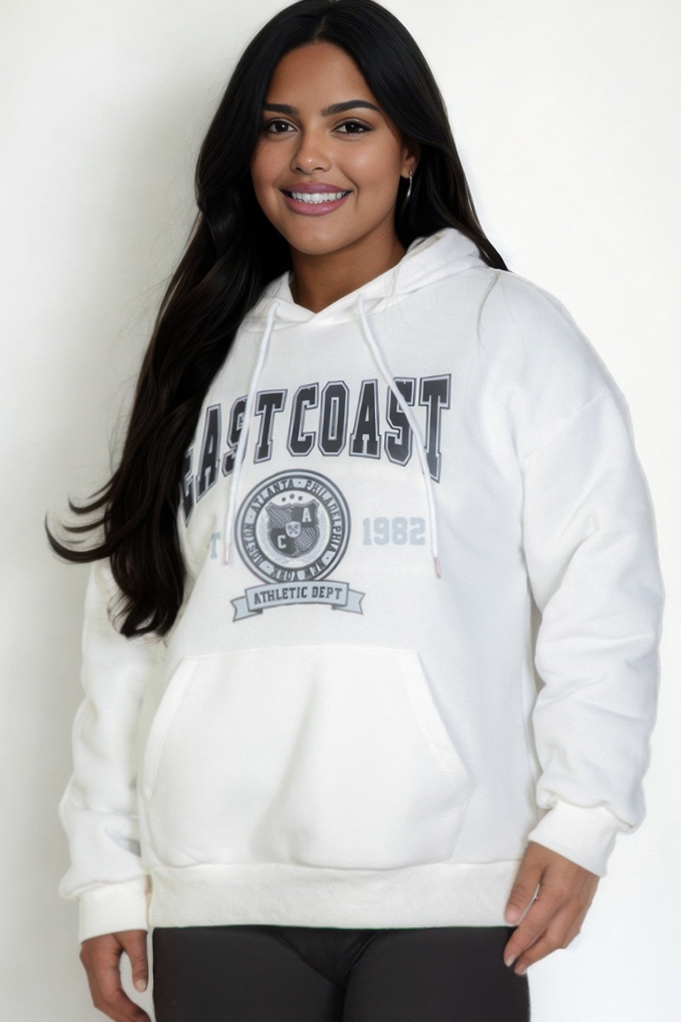 Plus Size Graphic Kangaroo Pocket Drawstring Hoodie product image