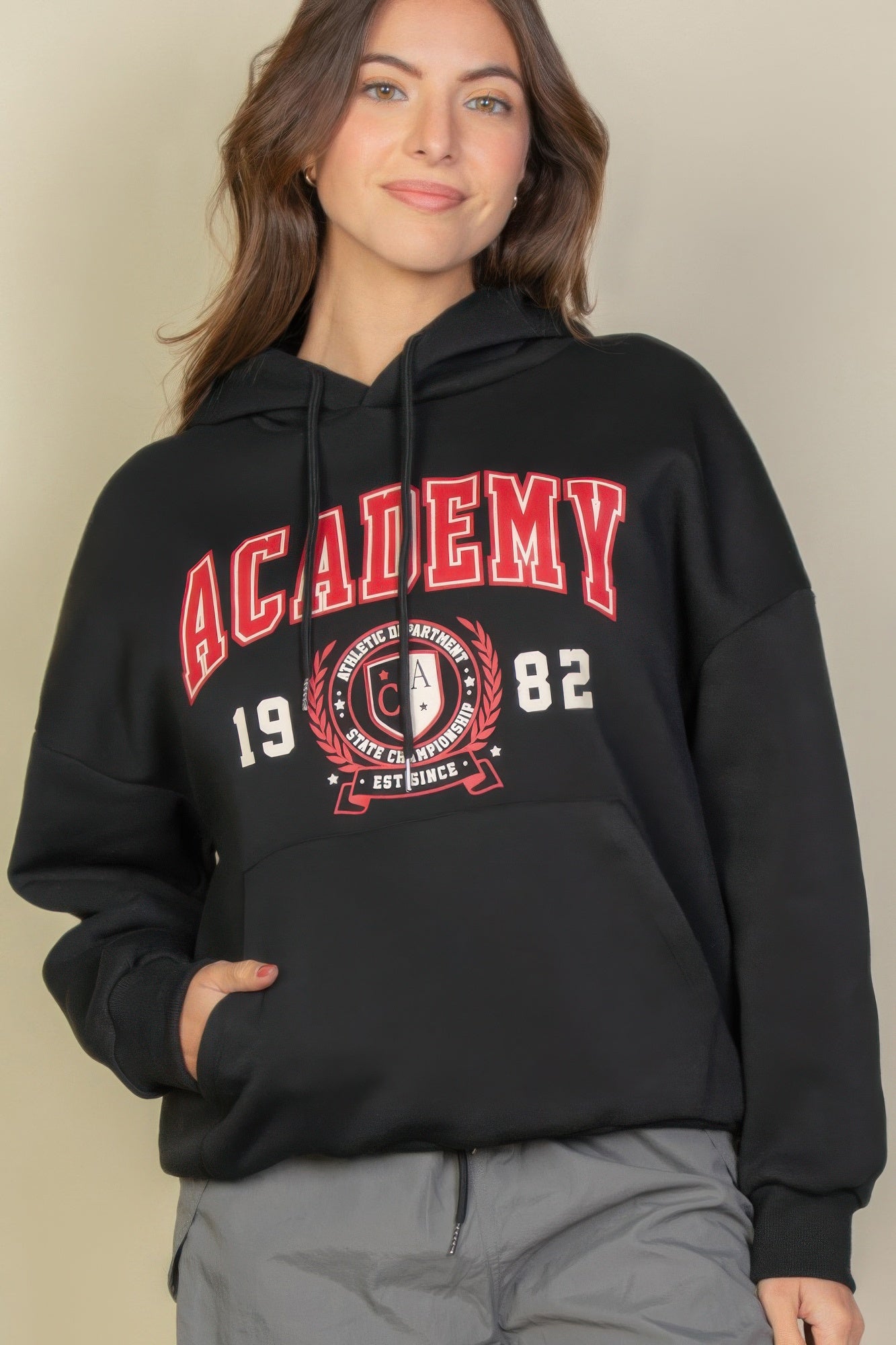 Graphic Kangaroo Pocket Drawstring Hoodie product image