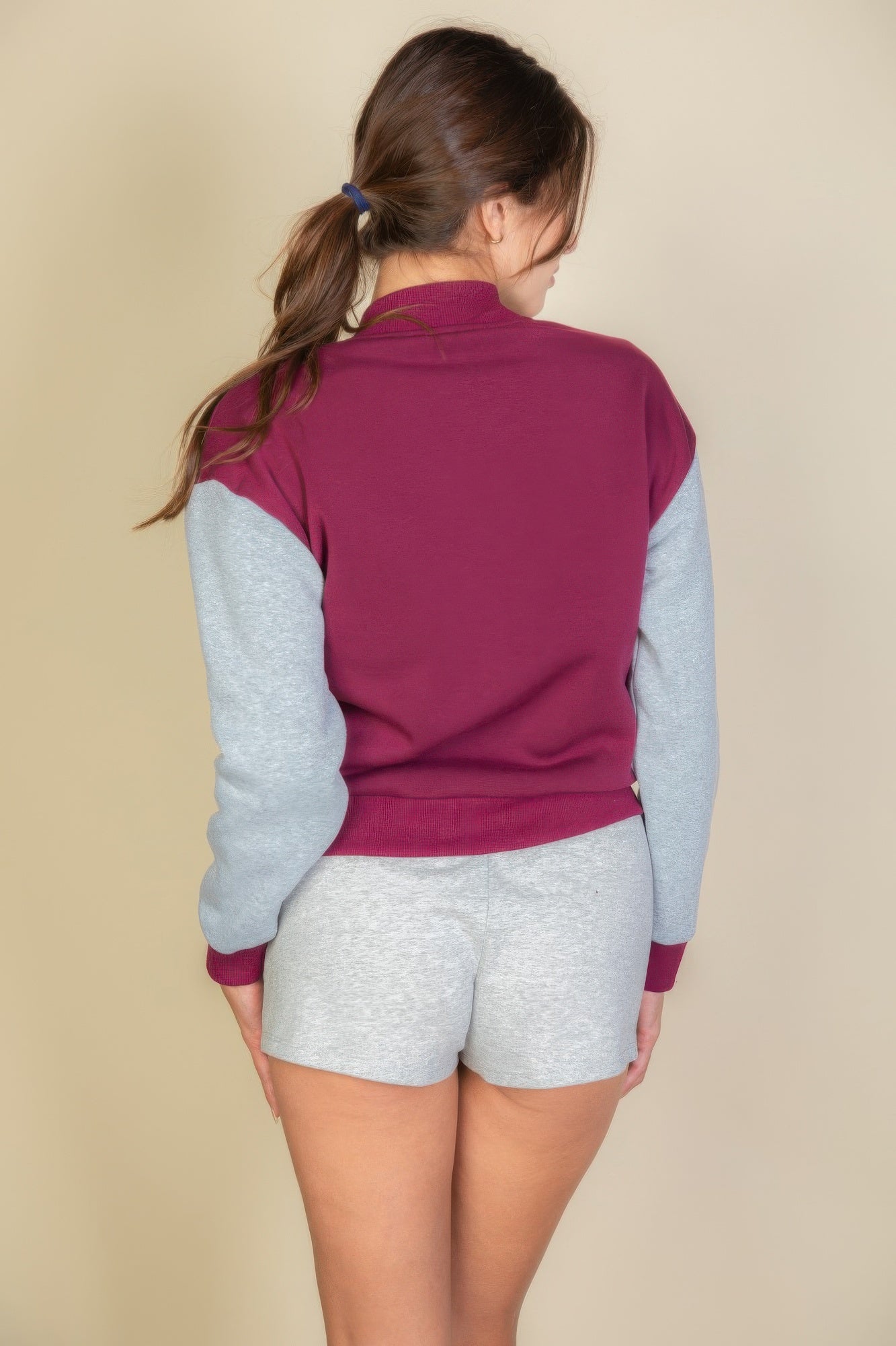 Letter Patched Striped Trim Varsity Jacket product image